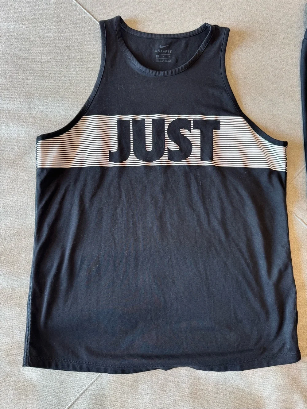 Nike Black Cropped Leggings and Tank Top Set with 'JUST DO IT' Graphic